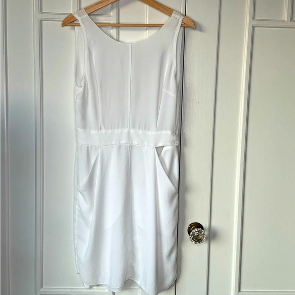 Wilfred Aritzia classic elegant white dress with a V neckline Size S pockets - Picture 3 of 12